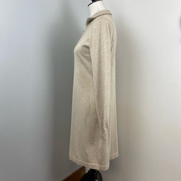 Tommy Bahama Tan Khaki Long Sleeve Knit Sweater Dress Medium - Picture 6 of 9
